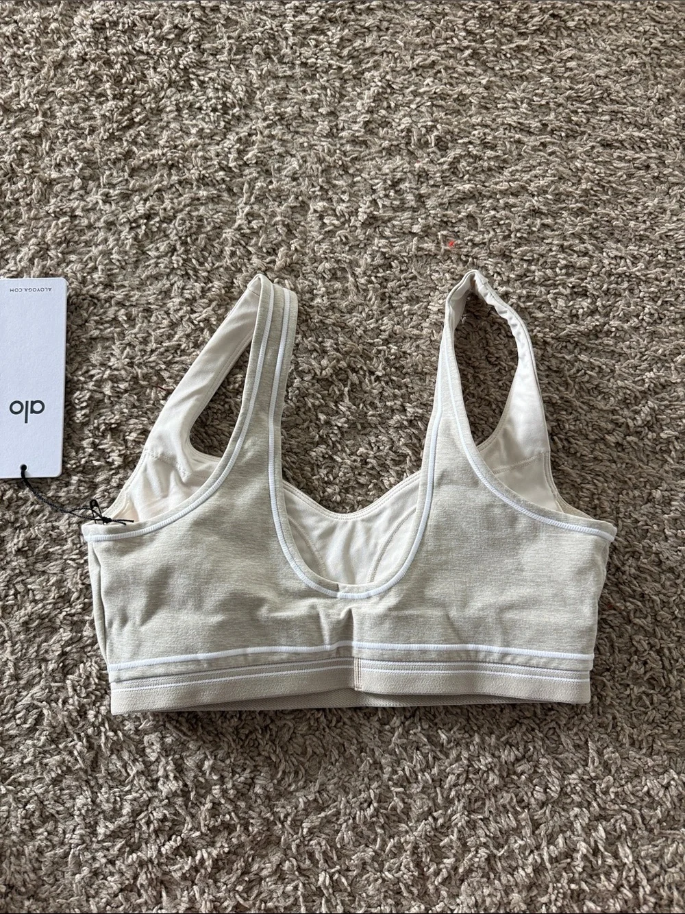 ALO Yoga Light Beige Seamless Scoop Sports Bra